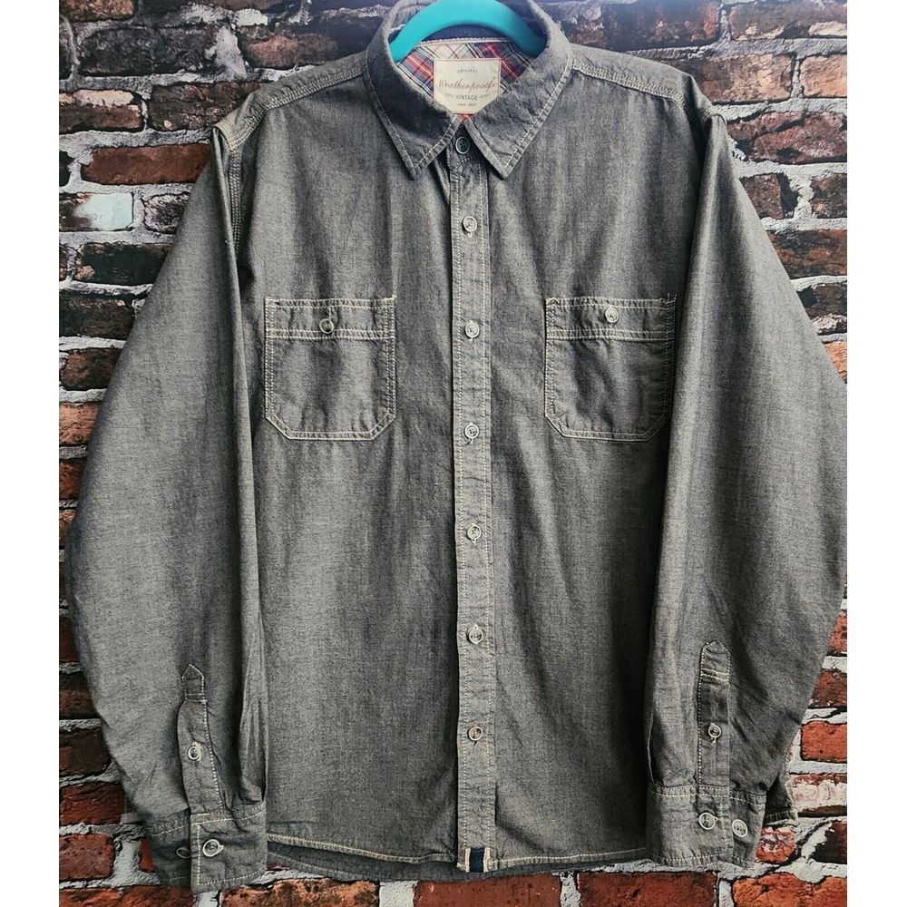 Original Weatherproof Vintage Luxe Shirt‎ Size XL Dark Gray Mens Button Up